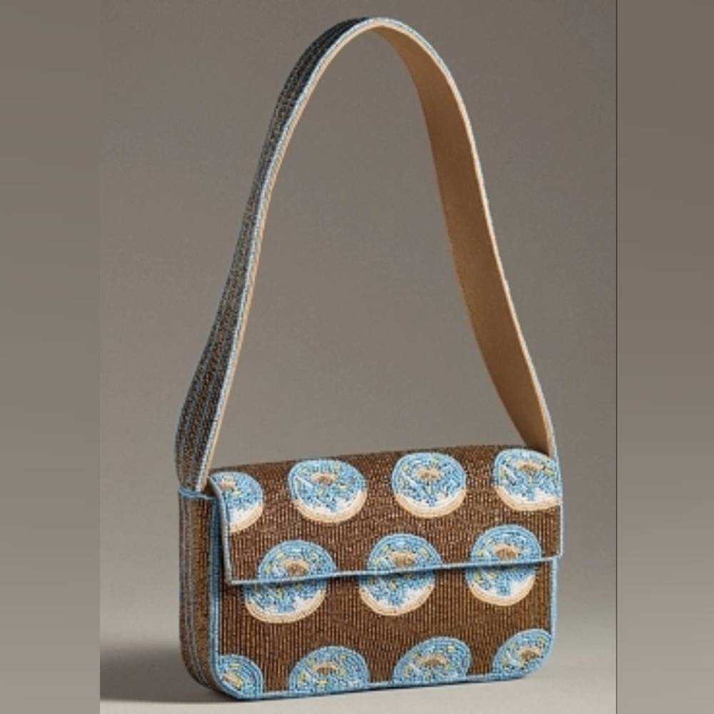 NWT Anthro The Fiona Beaded Bag: Food and Drink Edition Donuts